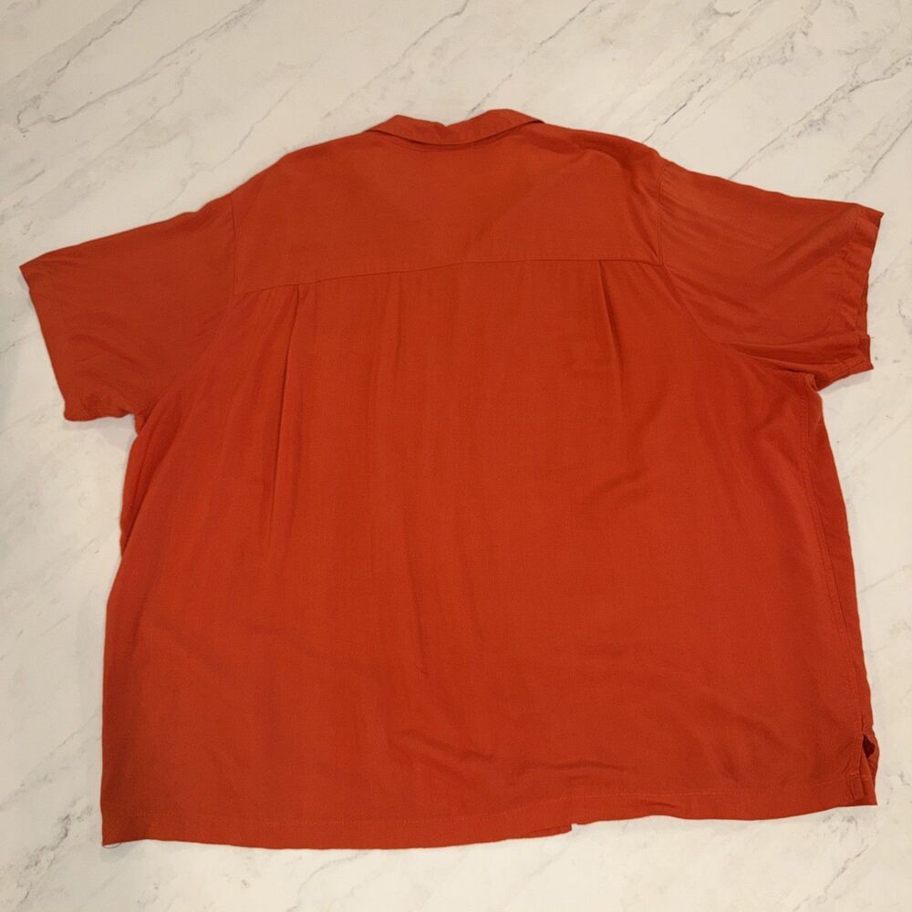 King Size Men’s Short Sleeve Button Down Camp Shirt Orange 3XL - Picture 4 of 5